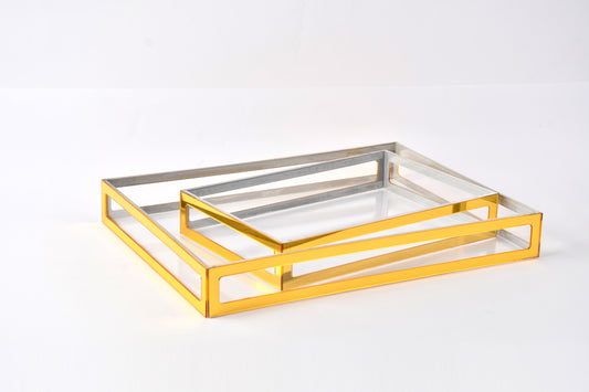 Gold framed serving tray