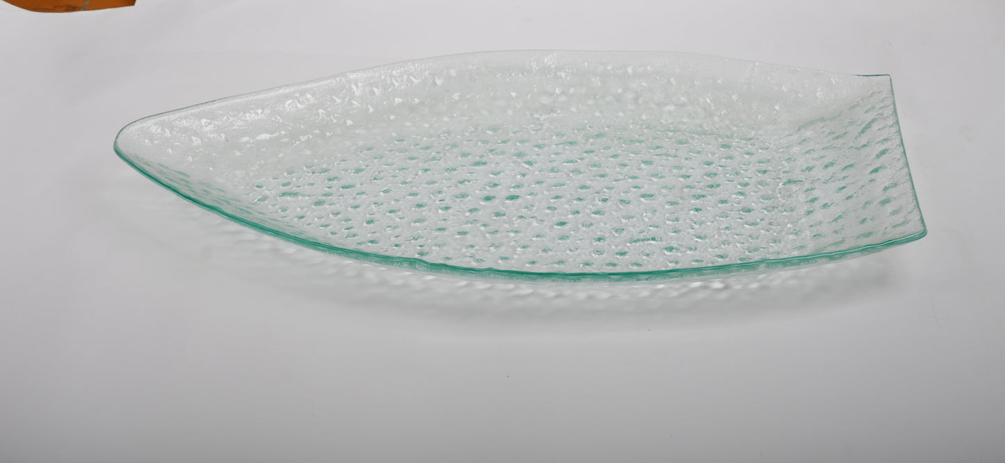 Fish shape glass serving plate